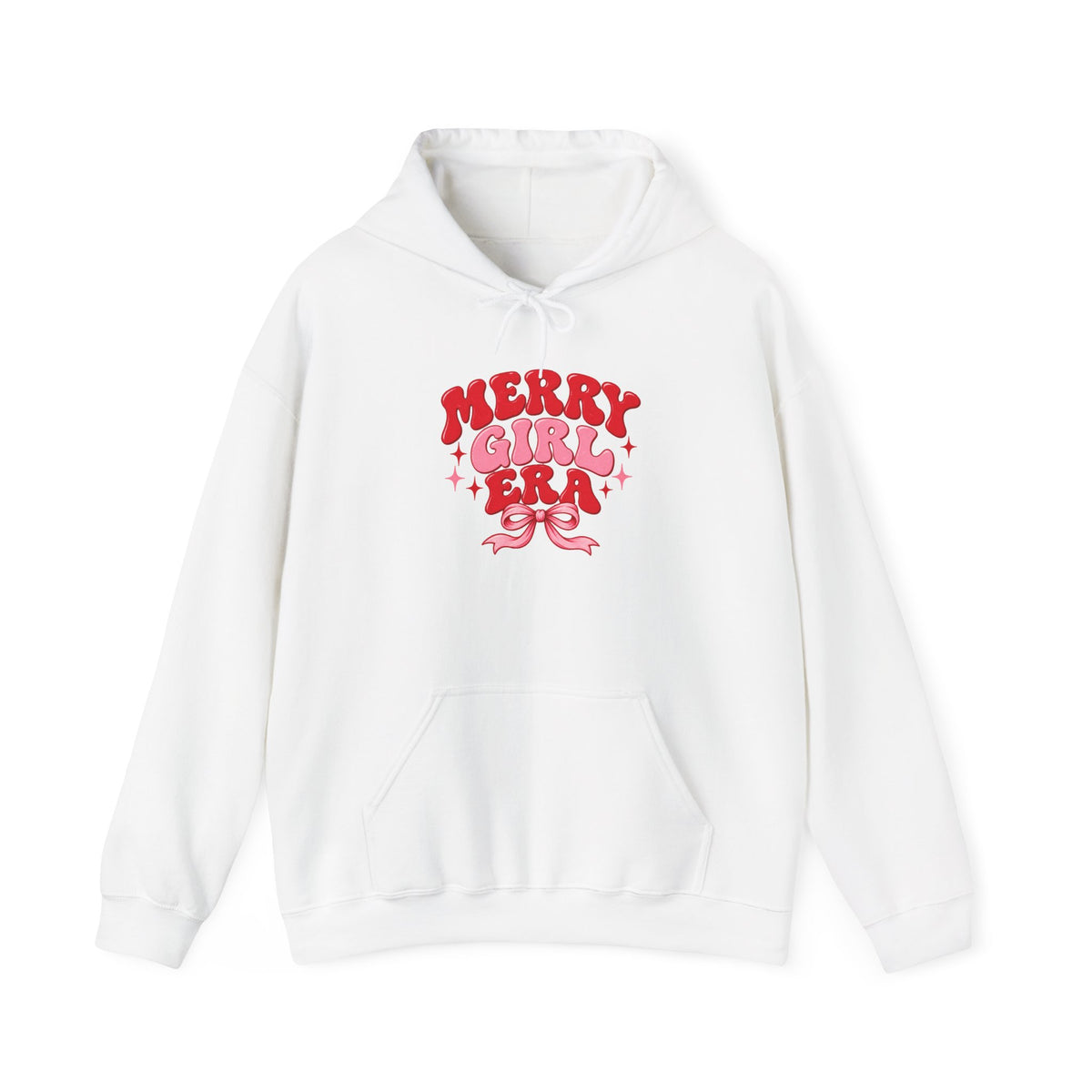 Coquette Christmas Hoodie, Merry Girl Era Pink Bow Pullover, Girly Pink Holiday Hoodie, Christmas Gift for Her, Bow Hoodie