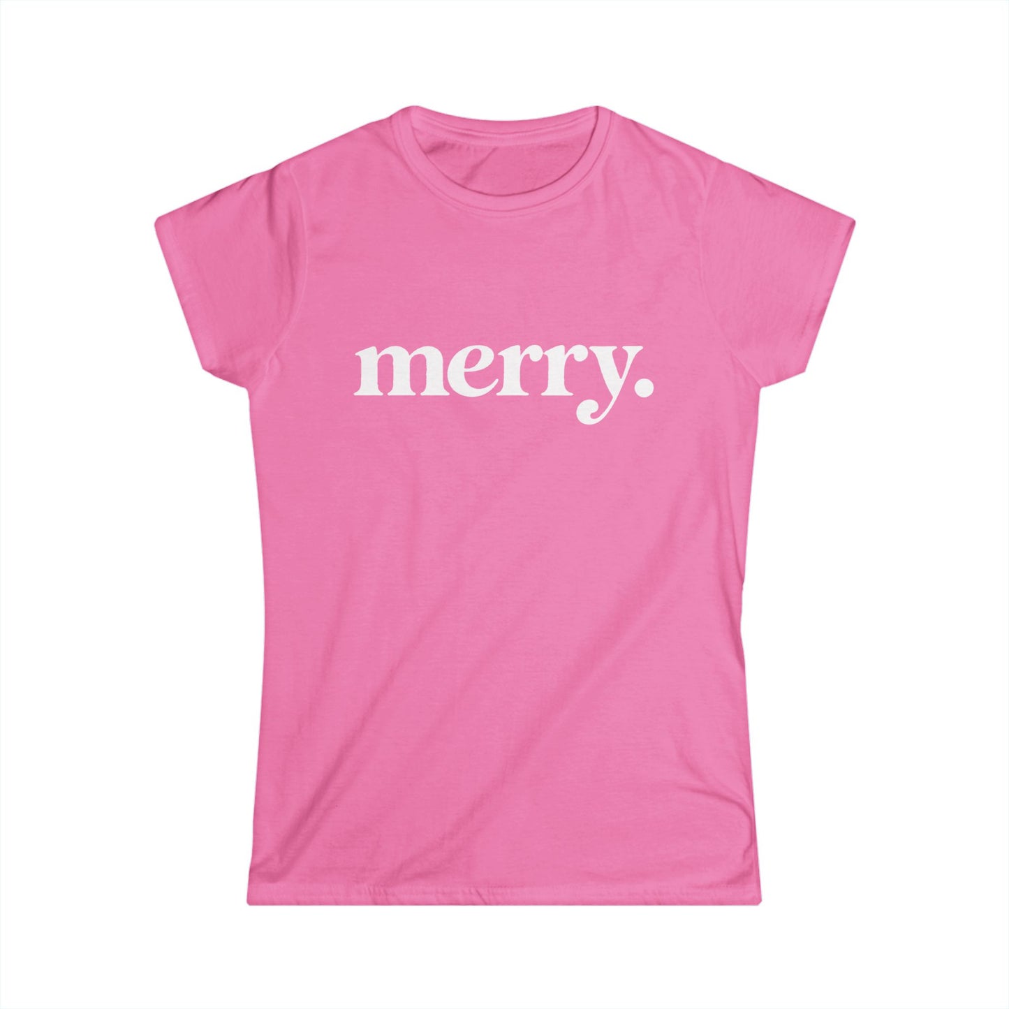 Merry Shirt Women, Minimalist Christmas T Shirt, Cute Holiday Tee, Red Xmas Shirt, Christmas Gift for Her, Simple Retro Merry Top