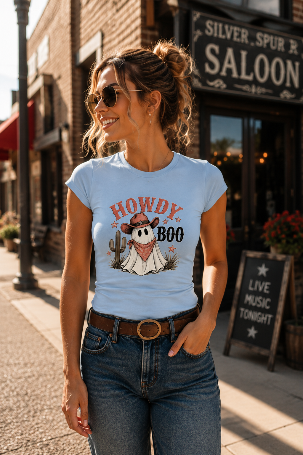 Howdy Boo Ghost Cowboy Tee