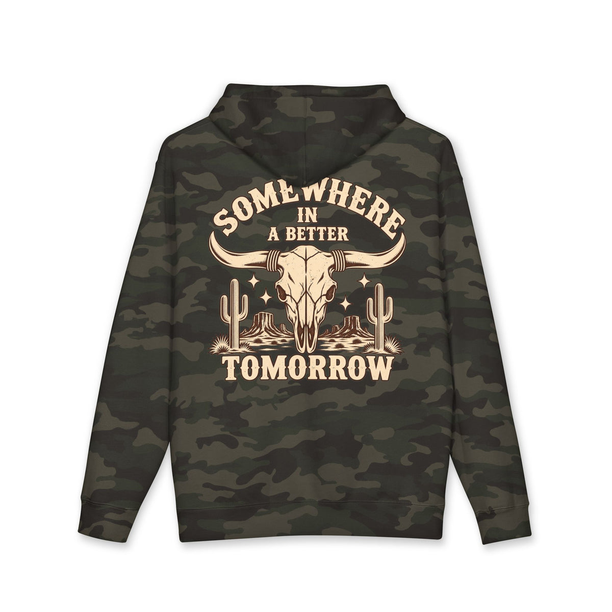 "Somewhere in a Better Tomorrow" Western Steer Skull Hoodie