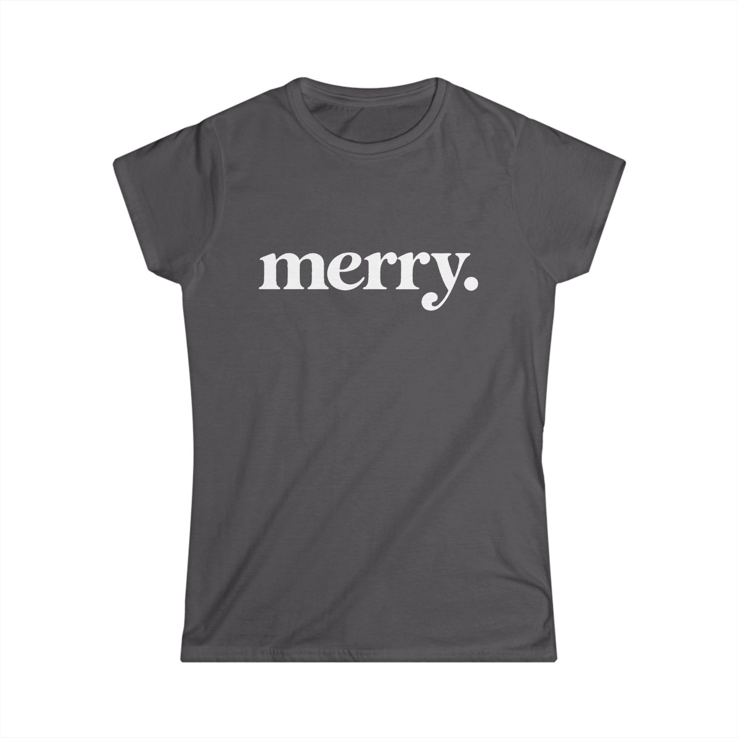 Merry Shirt Women, Minimalist Christmas T Shirt, Cute Holiday Tee, Red Xmas Shirt, Christmas Gift for Her, Simple Retro Merry Top