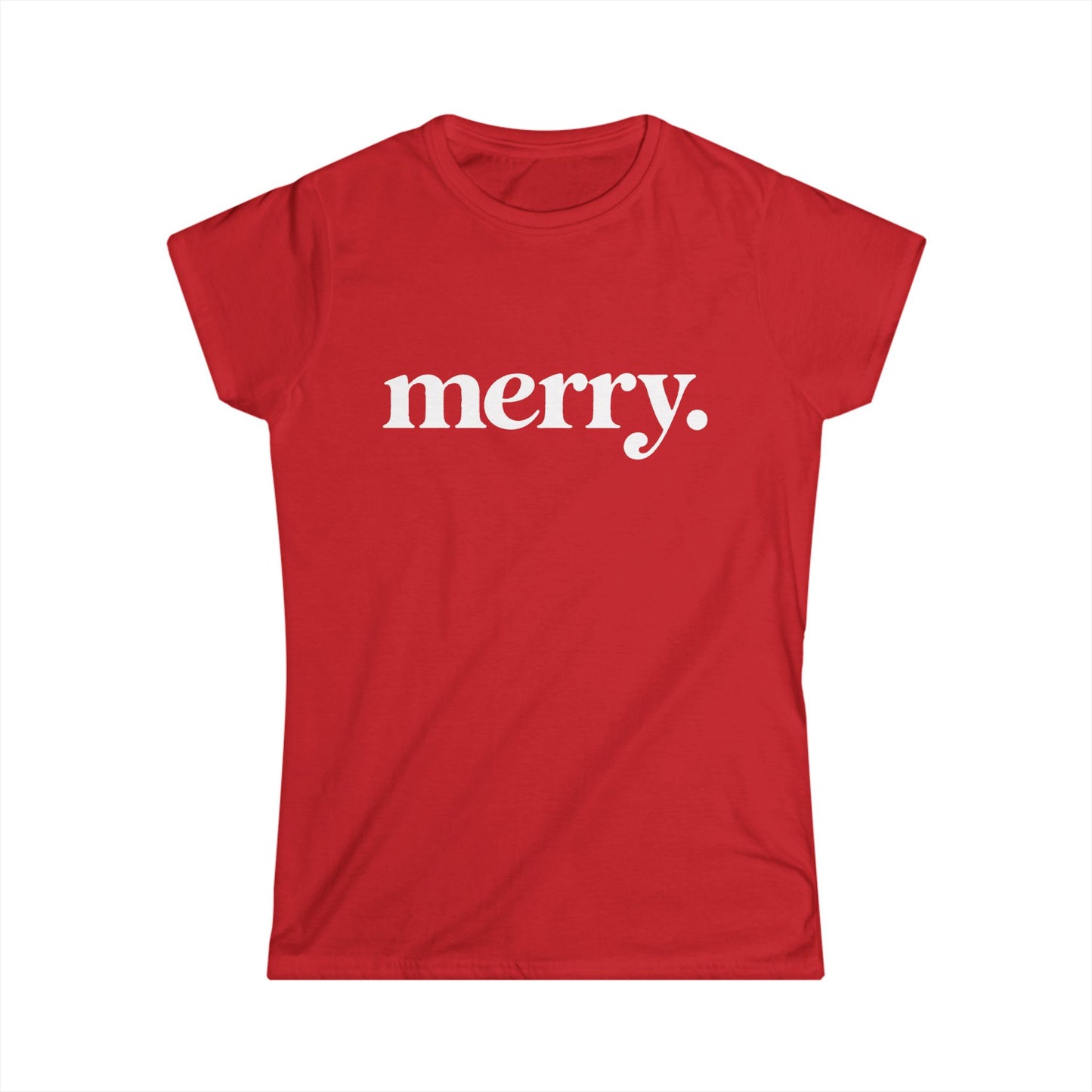 Merry Shirt Women, Minimalist Christmas T Shirt, Cute Holiday Tee, Red Xmas Shirt, Christmas Gift for Her, Simple Retro Merry Top