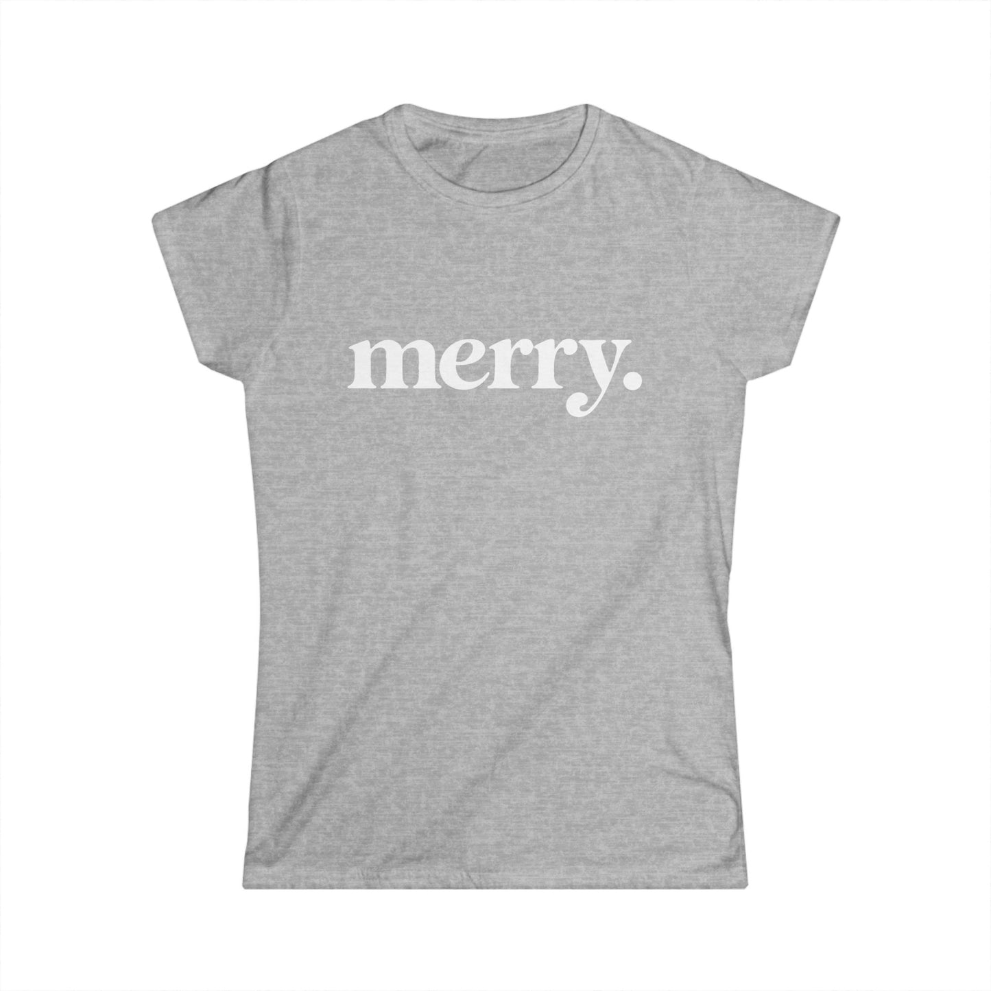Merry Shirt Women, Minimalist Christmas T Shirt, Cute Holiday Tee, Red Xmas Shirt, Christmas Gift for Her, Simple Retro Merry Top