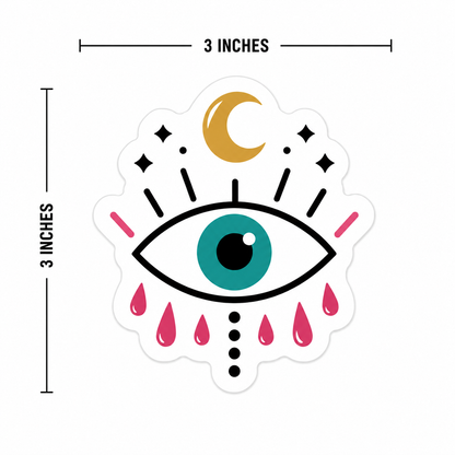 Moonlit Gold Crescent Moon Evil Eye
