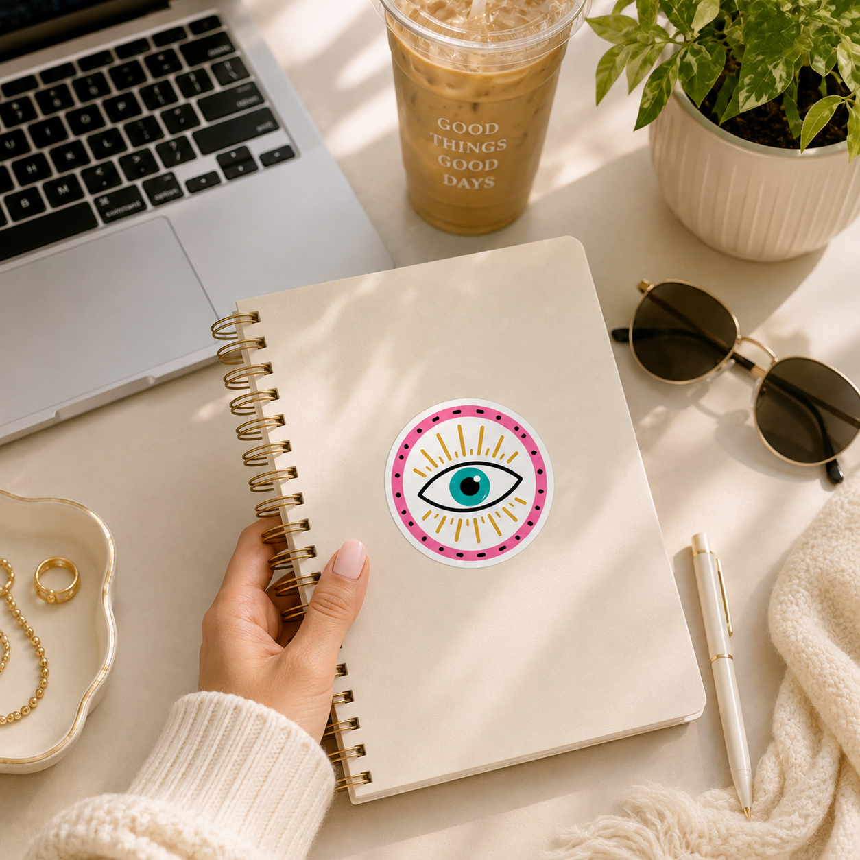 Sunburst Protection - Pink Evil Eye